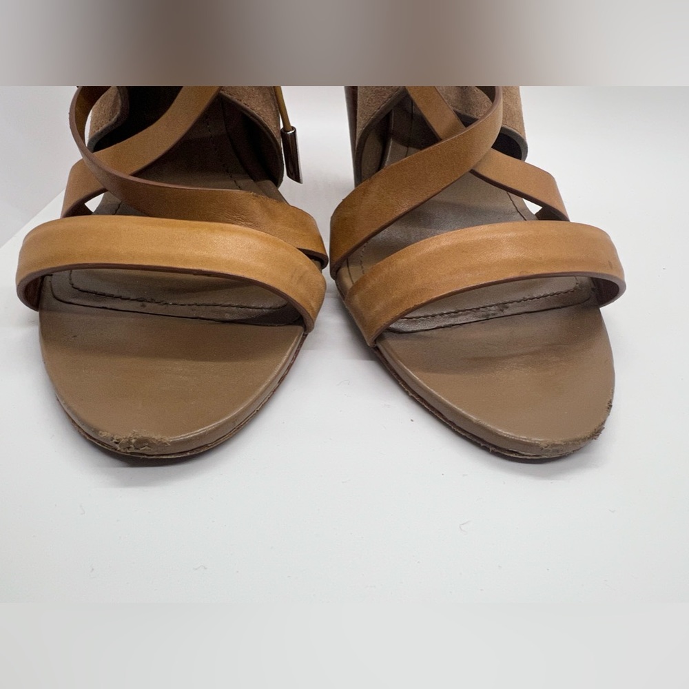 TOD’S‎ Strappy Brown Suede Leather Heels Sz 37.5 7.5 Designer Classy - Picture 7 of 8